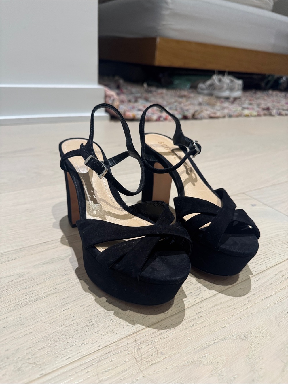 Black Suede Platform Schutz Keefa Heels
